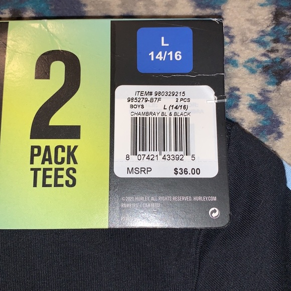NWT 2 Pack of Hurley T Shirts Kids Size 14/16 (Large) - Picture 7 of 9